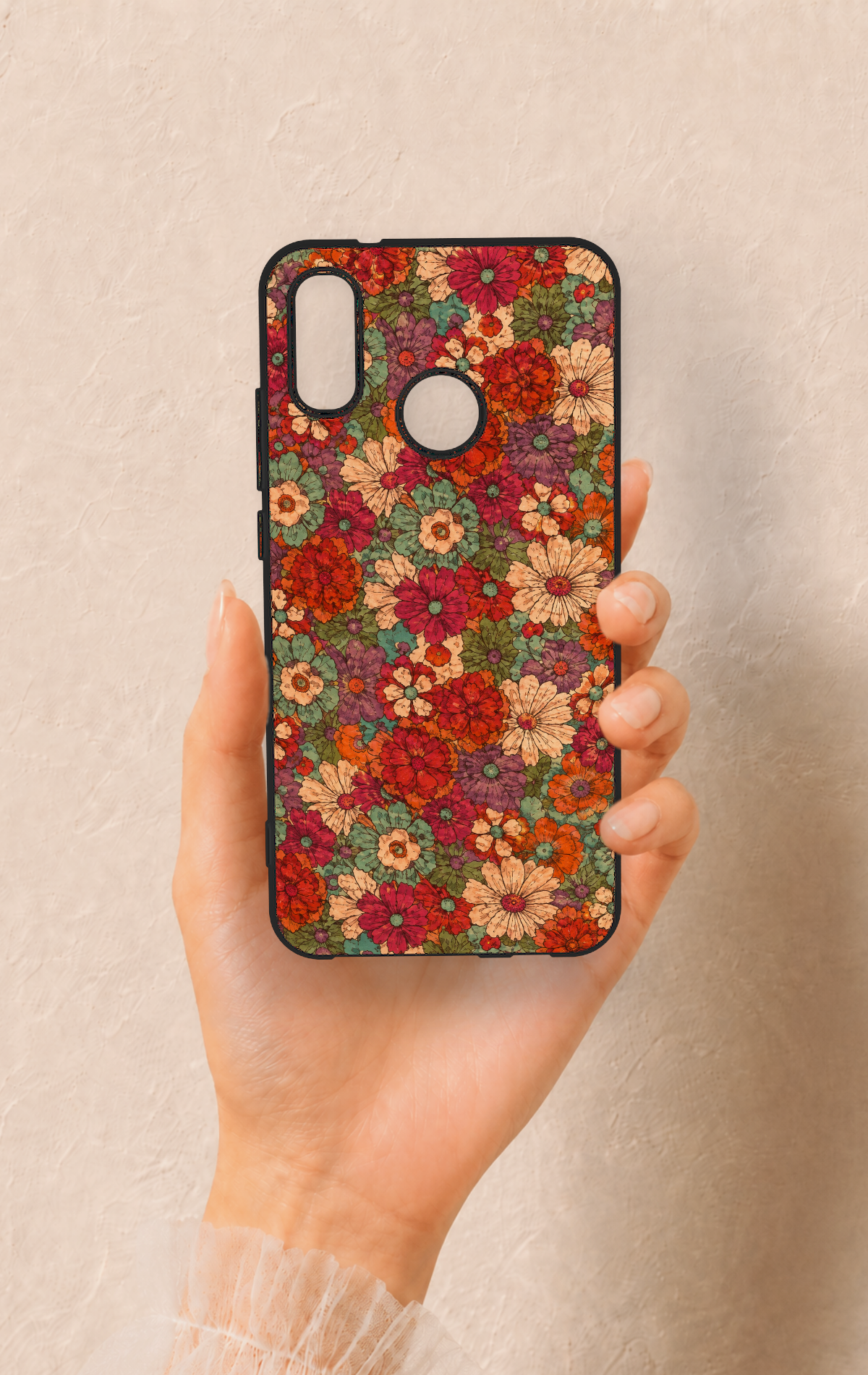 Huawei P20 Lite Uyumlu Pastel Çiçek Bahçesi Desenli Silikon Kılıf