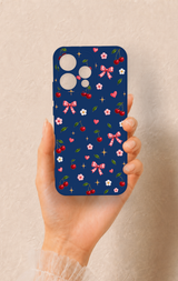 Oppo Reno 15 5G Uyumlu Çiçek Kiraz Fiyonk Desenli Silikon Kılıf