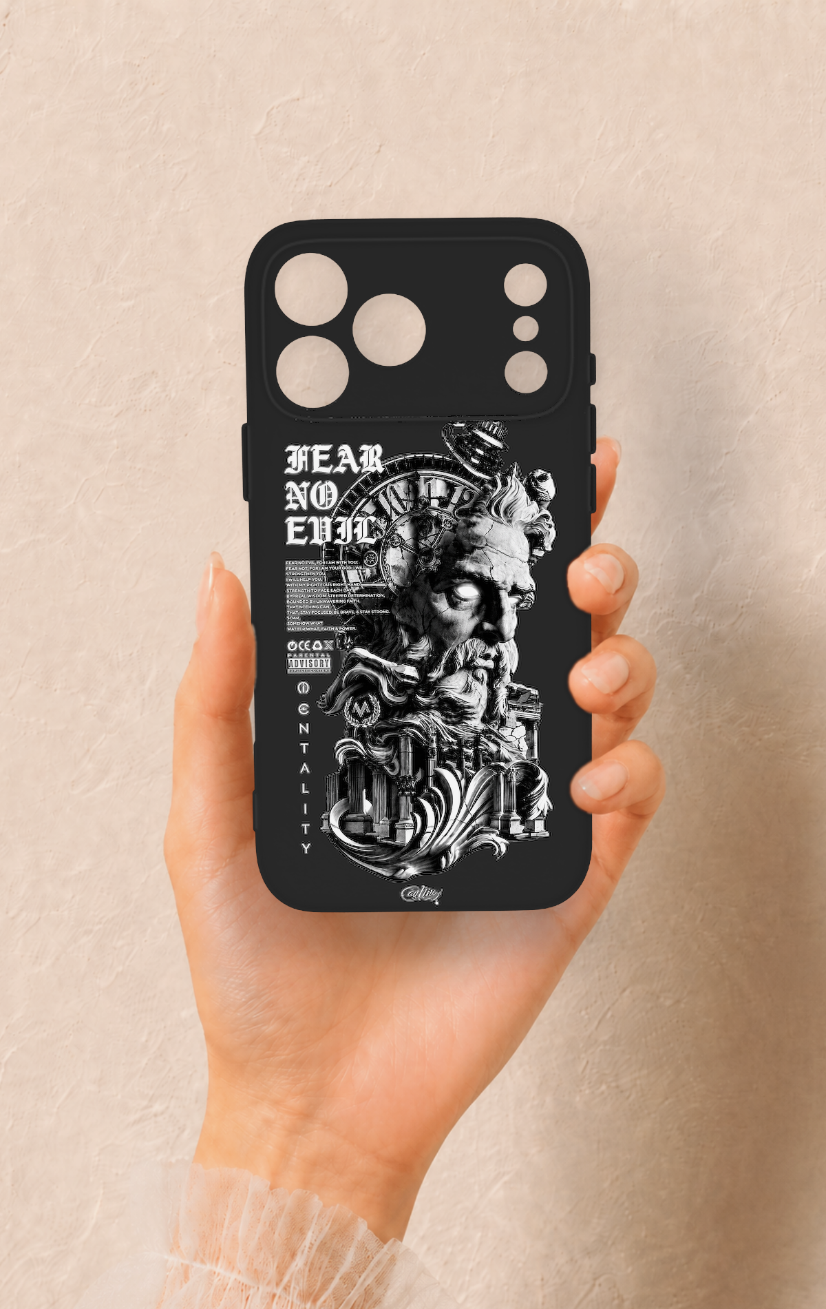 iPhone 17 Pro Max Uyumlu Fear No Evil Desenli Silikon Kılıf