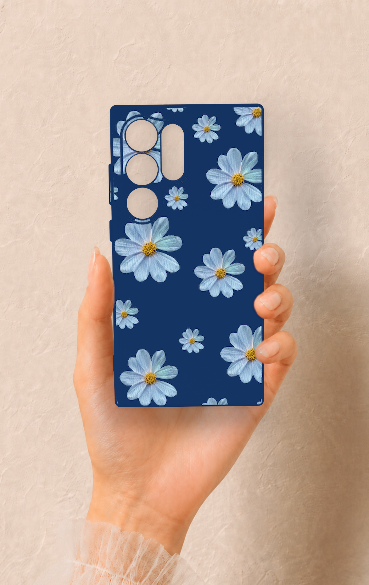 Samsung S24 Ultra Uyumlu Mavi Papatya Desenli Silikon Kılıf