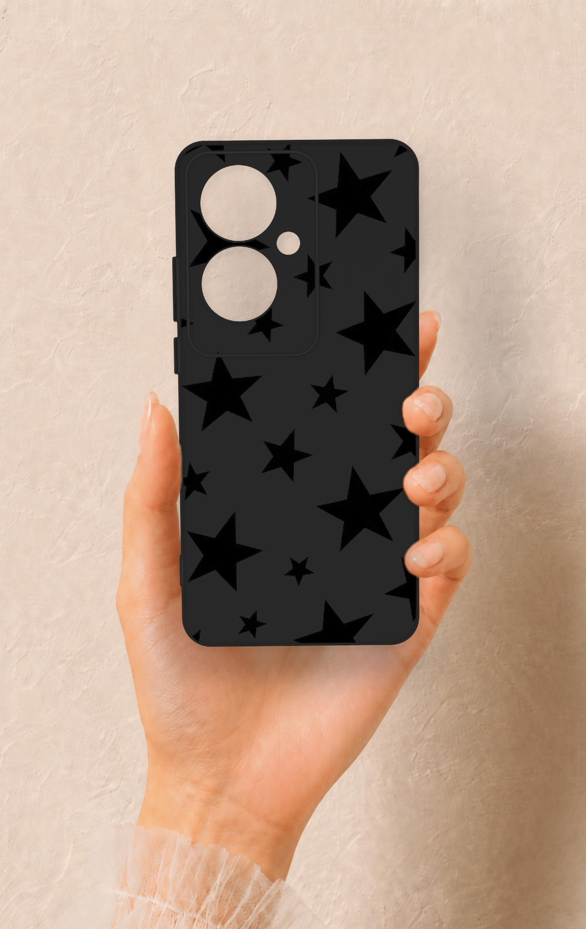 Oppo Reno 11F Uyumlu Siyah Star Desenli Silikon Kılıf