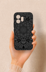 Honor 600 Uyumlu Siyah Beyaz Mandala Desenli Silikon Kılıf