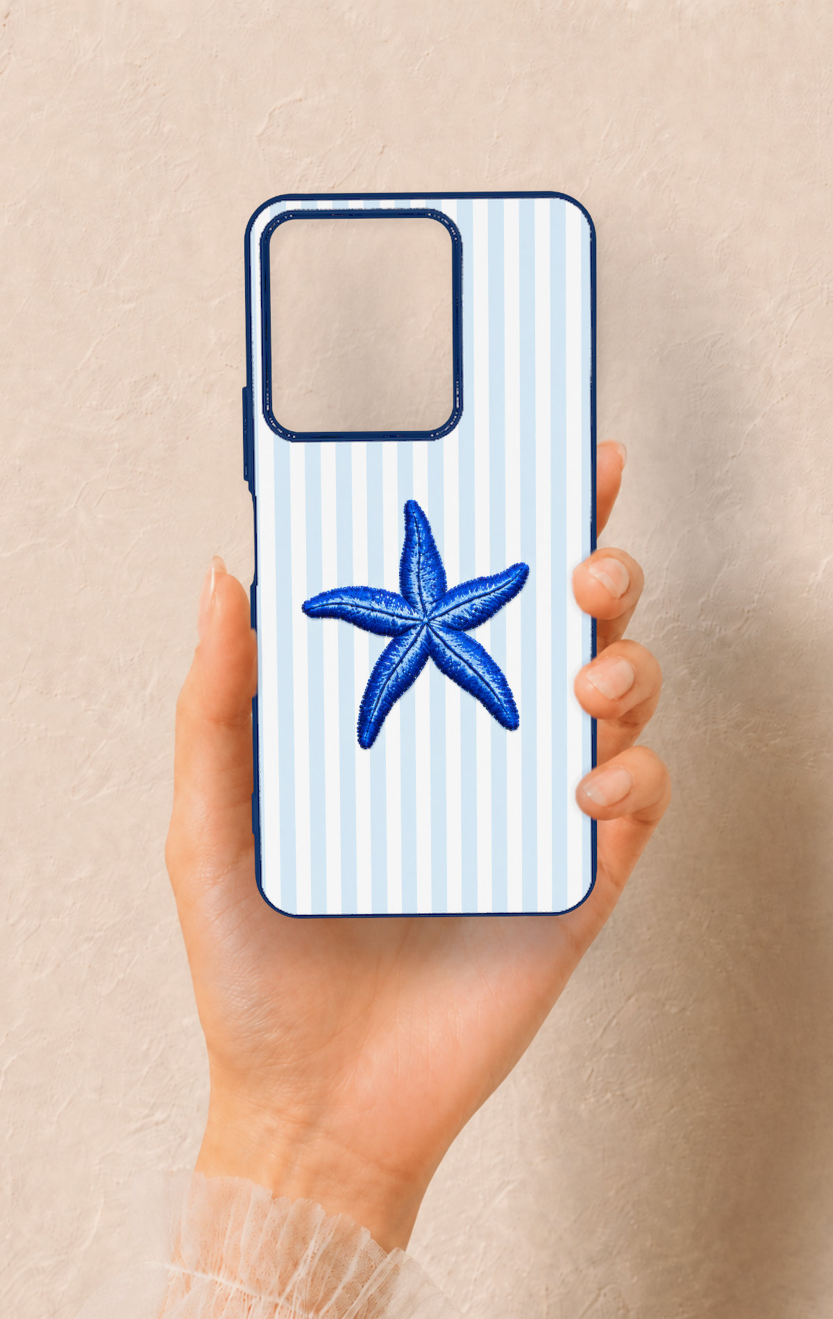 Vivo Y35 Uyumlu Mavi Deniz Yıldızı Desenli Silikon Kılıf
