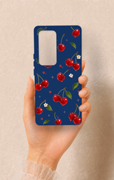Vivo V30 Uyumlu Kiraz Papatya Desenli Silikon Kılıf