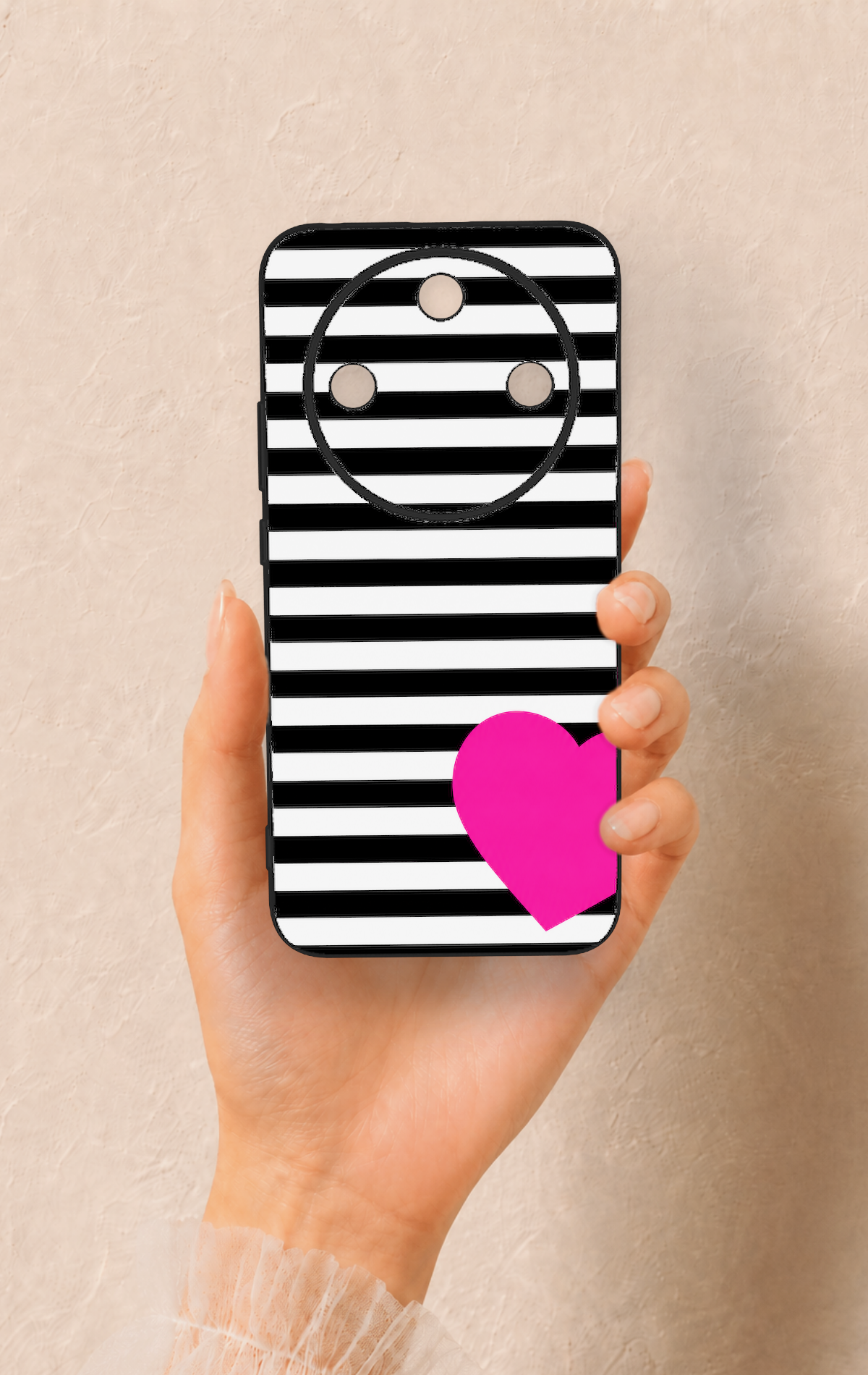 Honor Magic 8 Lite Uyumlu Çizgili Kalp Desenli Silikon Kılıf