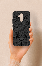Huawei Mate 20 Lite Uyumlu Siyah Beyaz Mandala Desenli Silikon Kılıf