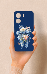 Redmi 13C Uyumlu Mavi Kurdeleli Çiçek Desenli Silikon Kılıf