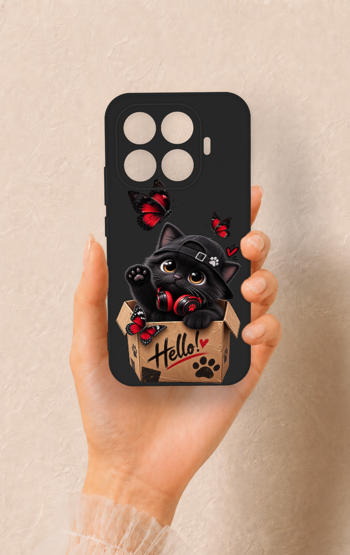 Mi 17T 5G Uyumlu Hello Cat Desenli Silikon Kılıf