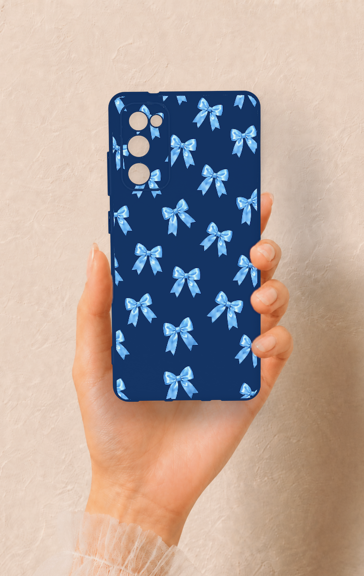 Samsung S20Fe Uyumlu Mavi Fiyonk Kurdele Desenli Silikon Kılıf