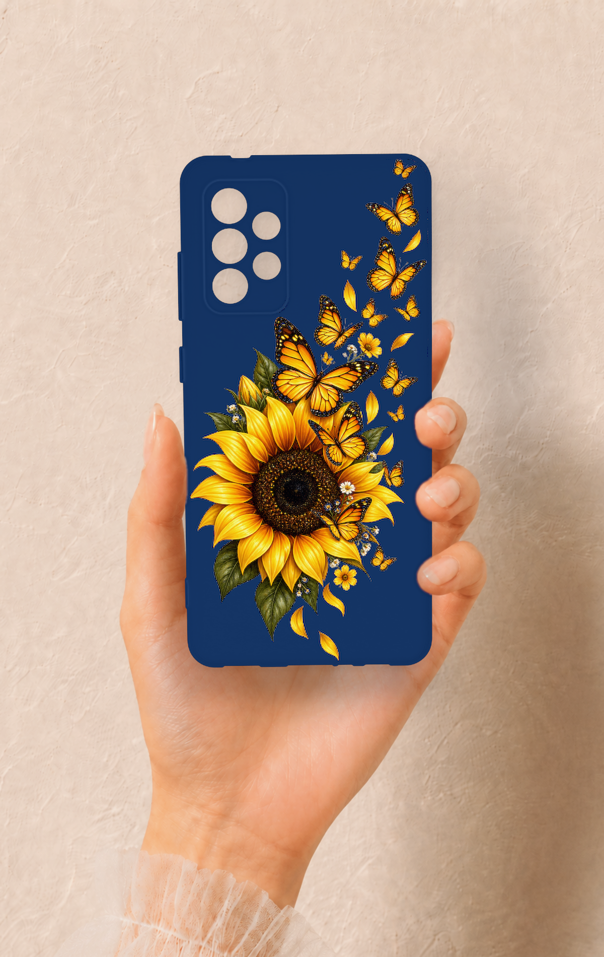 Samsung-A72 Uyumlu Ayçiçeği Desenli Silikon Kılıf