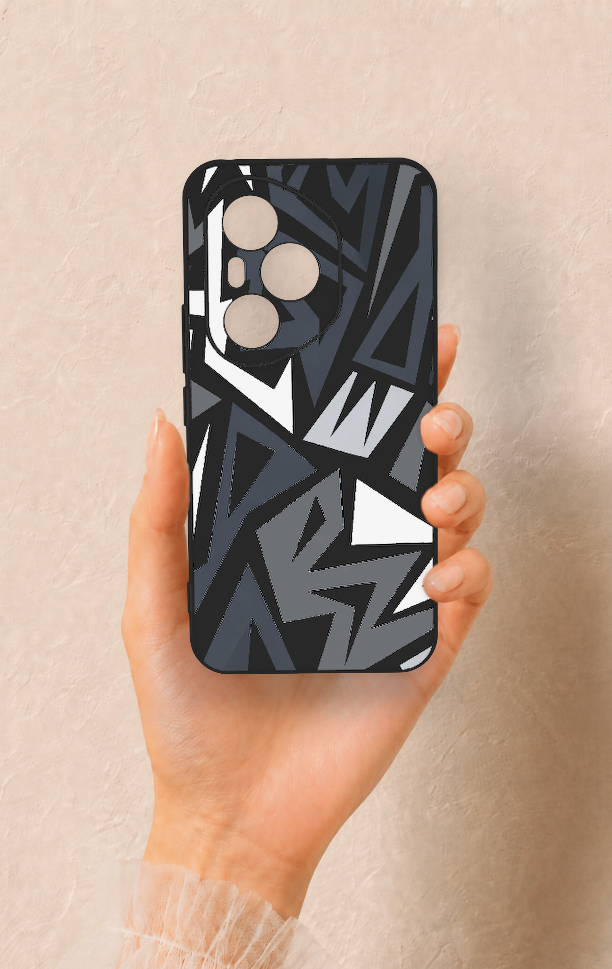 Honor 400 Pro Uyumlu Geometrik Blok Desenli Silikon Kılıf