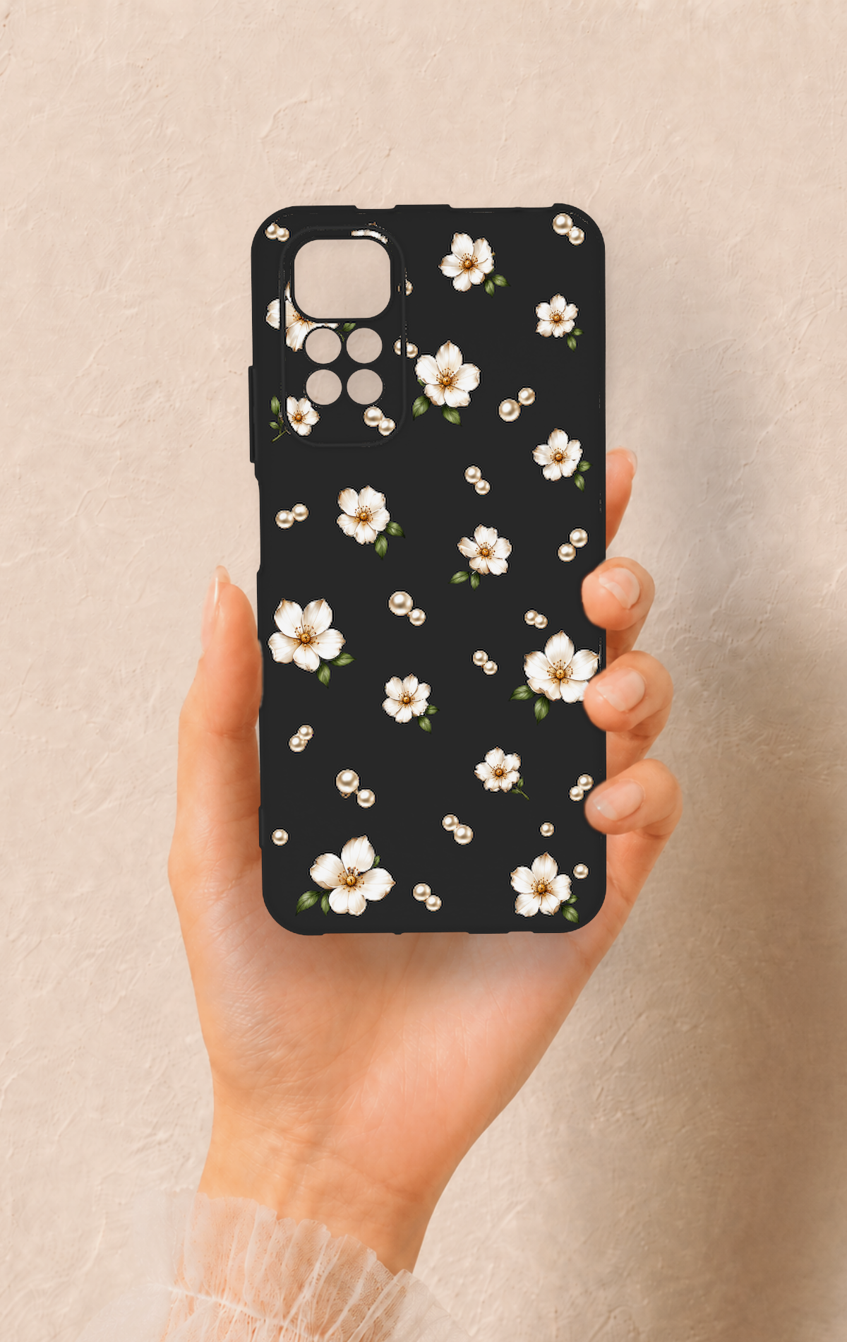 Redmi Note 11S Uyumlu İnci Papatya Desenli Silikon Kılıf
