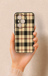 Honor 400 Pro Uyumlu Krem Ekose Desenli Silikon Kılıf