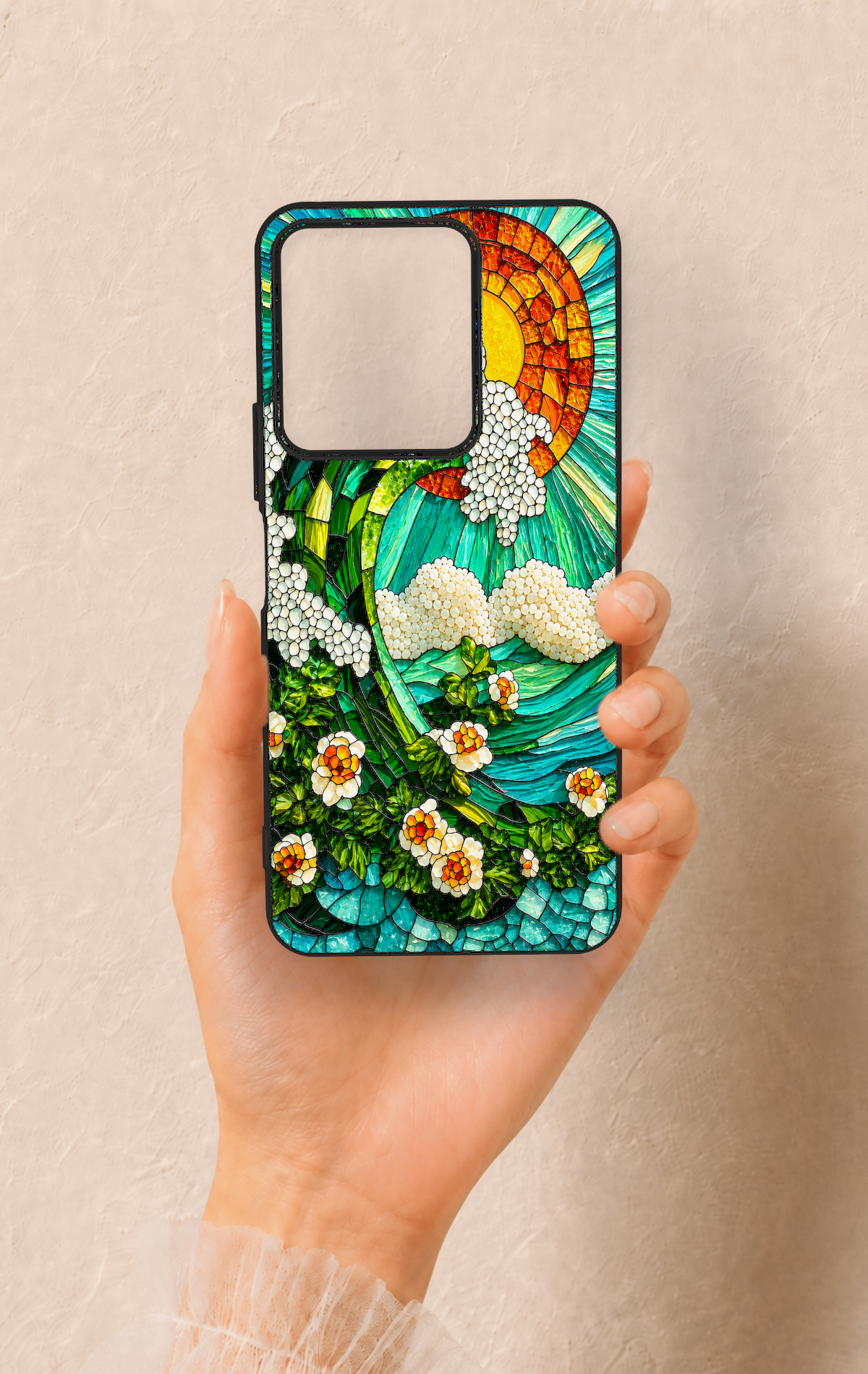 Vivo Y35 Uyumlu Mozaik Okyanus Dalgası Desenli Silikon Kılıf