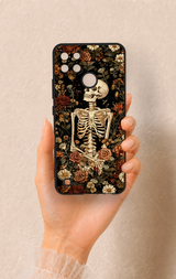 Realme C21Y Uyumlu Çiçek İskelet Desenli Silikon Kılıf