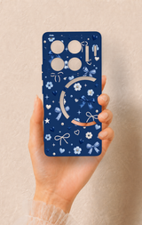 İnfinix Gt 20 Pro Uyumlu Mavi Papatya Fiyonk Desenli Silikon Kılıf