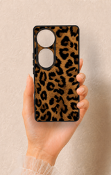 Vivo V40 Uyumlu Koyu Leopar Deri Desenli Silikon Kılıf