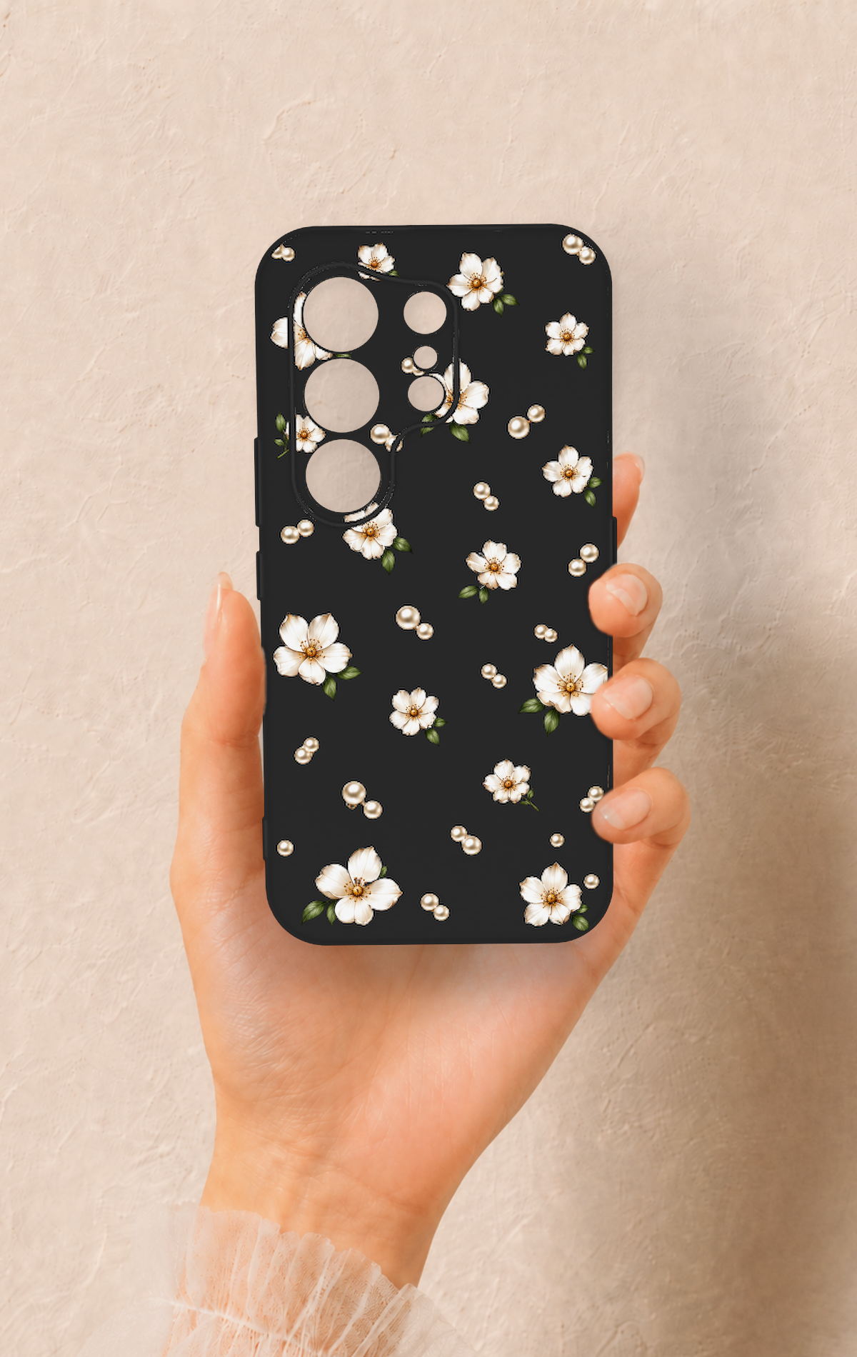 Tecno Camon 50 4G Uyumlu İnci Papatya Desenli Silikon Kılıf