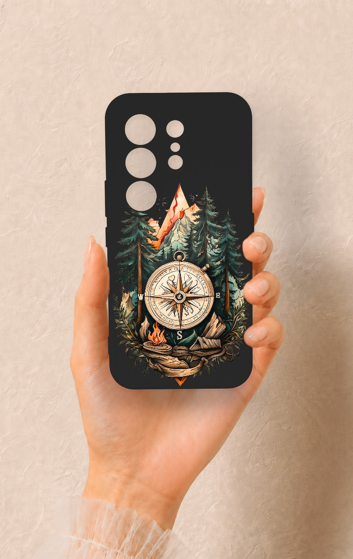 Tecno Camon 50 4G Uyumlu Pusula Orman Desenli Silikon Kılıf