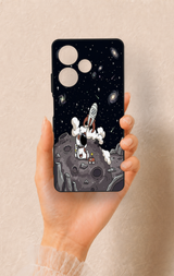 İnfinix Hot 30 Uyumlu Uzay Astronot Desenli Silikon Kılıf