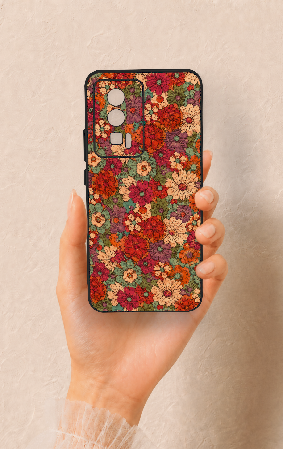 Poco F5 Pro Uyumlu Pastel Çiçek Bahçesi Desenli Silikon Kılıf