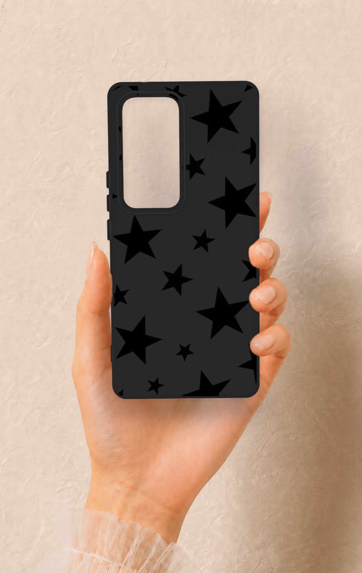 Vivo V30 Uyumlu Siyah Star Desenli Silikon Kılıf