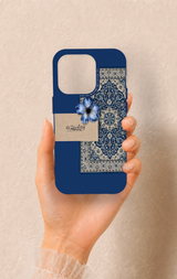 iPhone 14 Pro Uyumlu Mavi Etnik Halı Desenli Silikon Kılıf