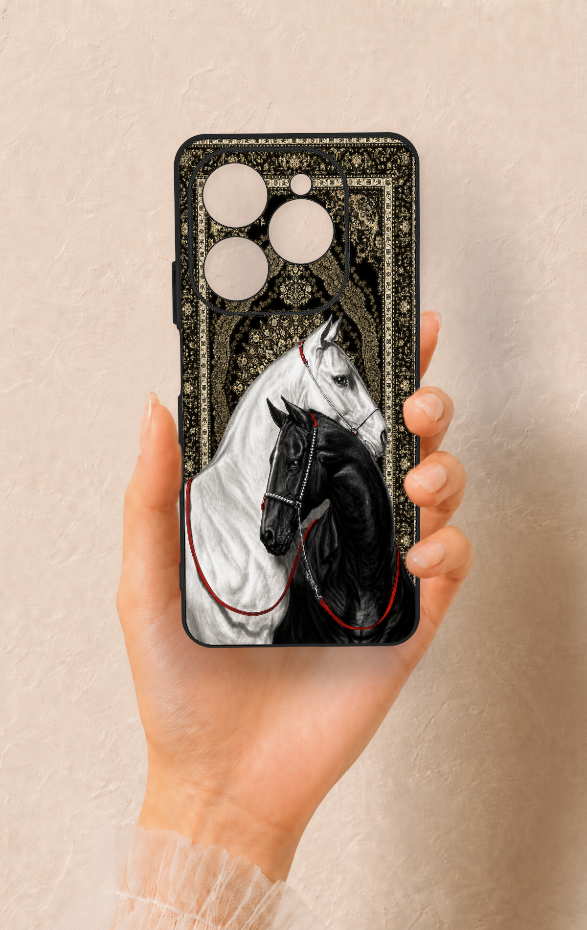 Tecno Spark 20 Pro Uyumlu Asil Sevgili Atlar Desenli Silikon Kılıf