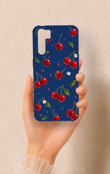 Oppo A91 Uyumlu Kiraz Papatya Desenli Silikon Kılıf