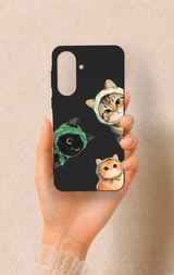Samsung A57 Uyumlu Kedi Ekibi Desenli Silikon Kılıf