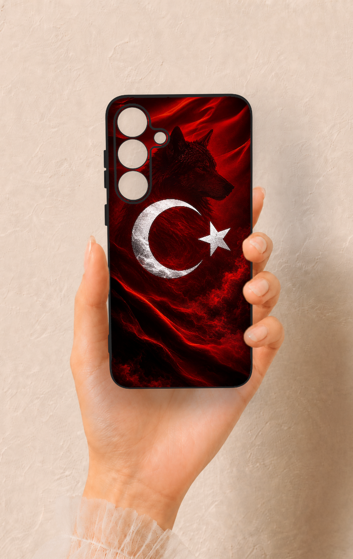 Samsung S25 Plus Uyumlu Kurt Türk Bayrağı Desenli Silikon Kılıf