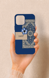 iPhone 12 Pro Max Uyumlu Mavi Etnik Halı Desenli Silikon Kılıf