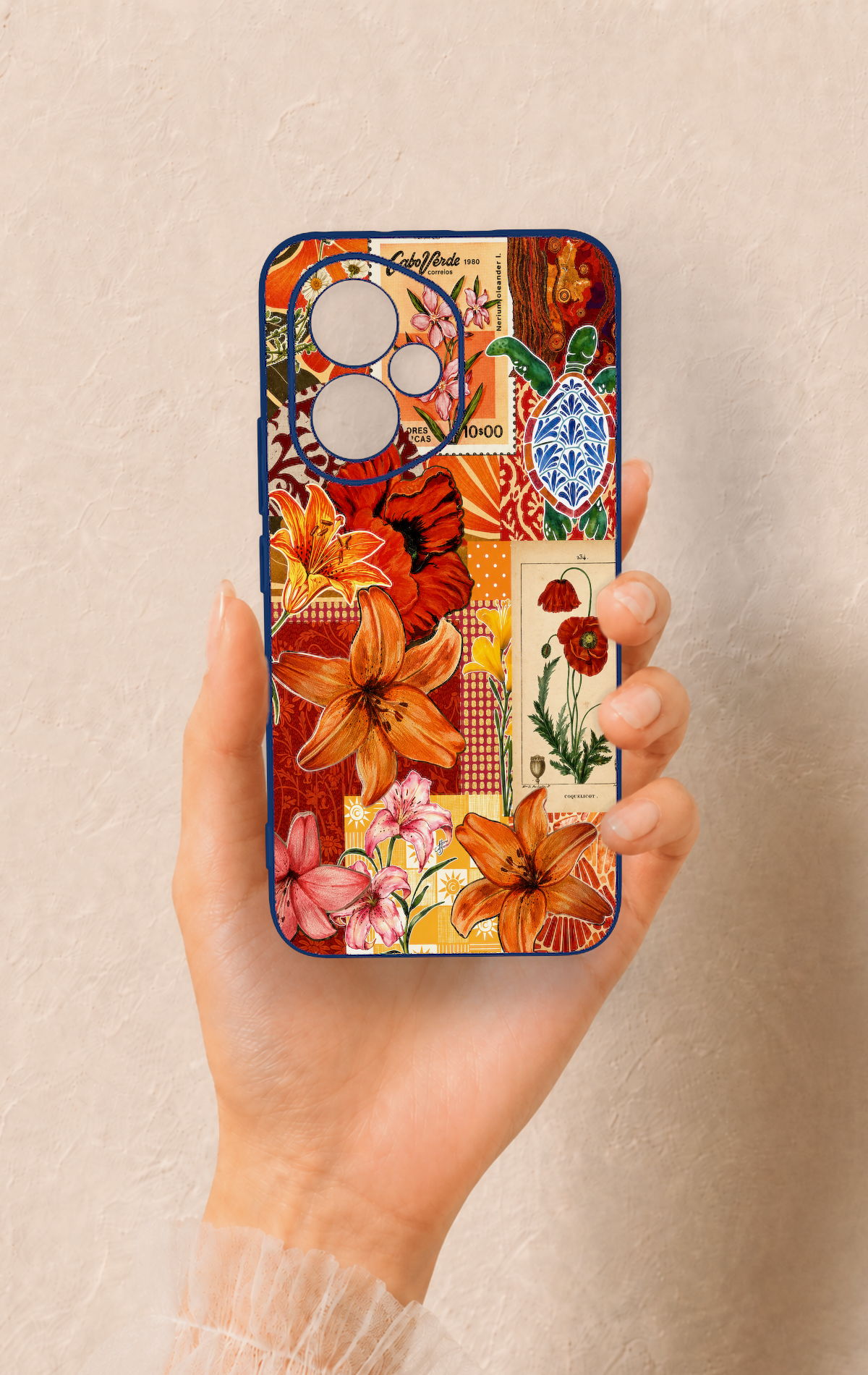 Honor 400 Uyumlu Turuncu Zambak Desenli Silikon Kılıf