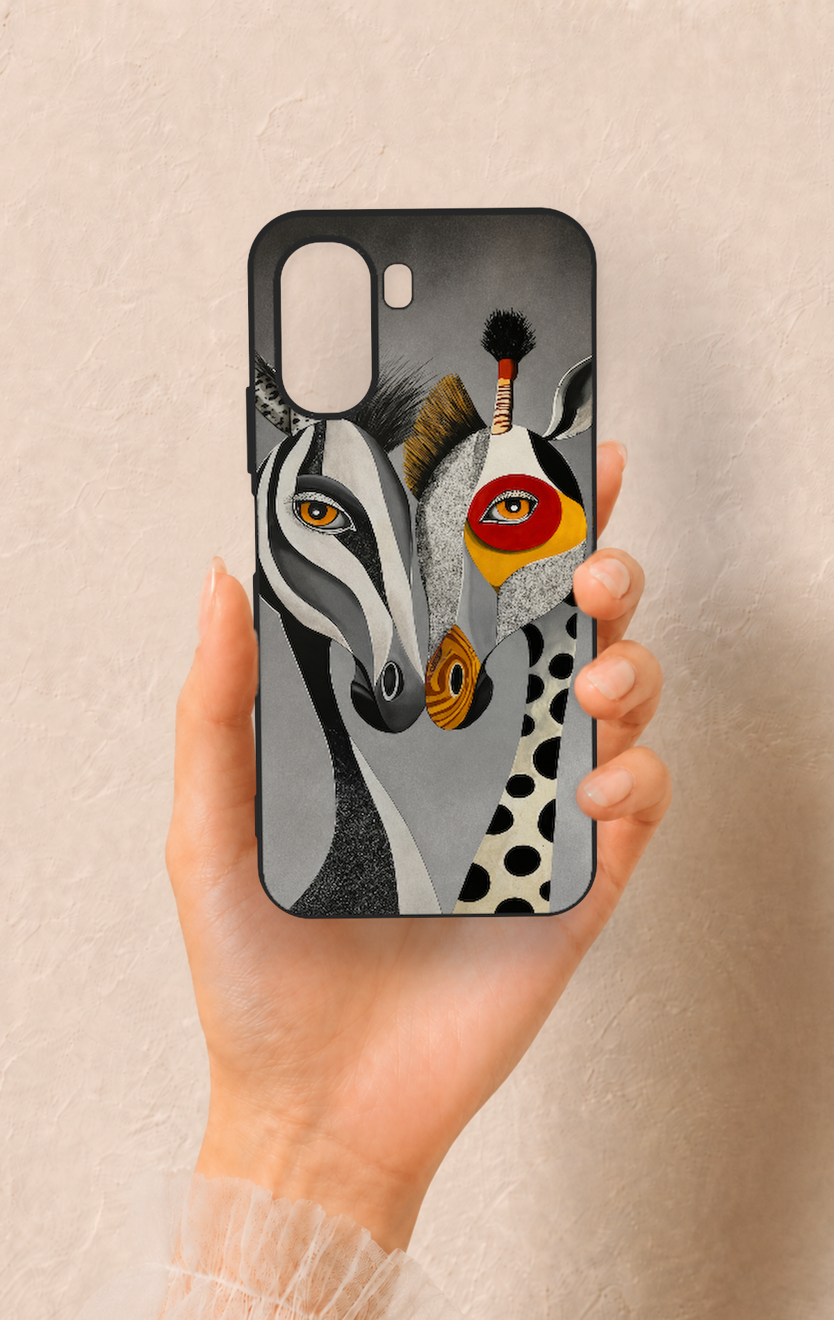 Oppo A6T Uyumlu Zebra ve Zürafa Desenli Silikon Kılıf