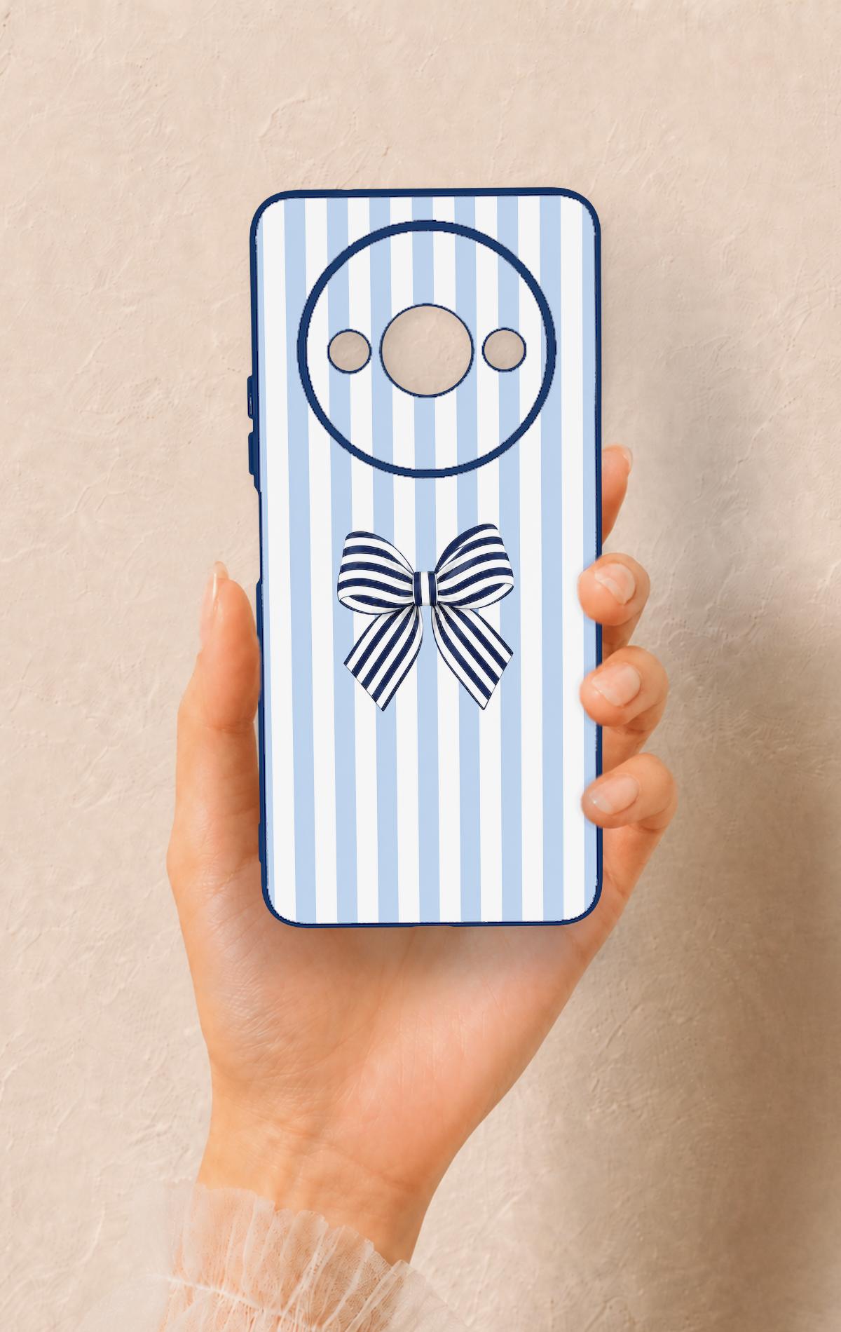 Redmi A3 Uyumlu Mavi Beyaz Kurdele Desenli Silikon Kılıf