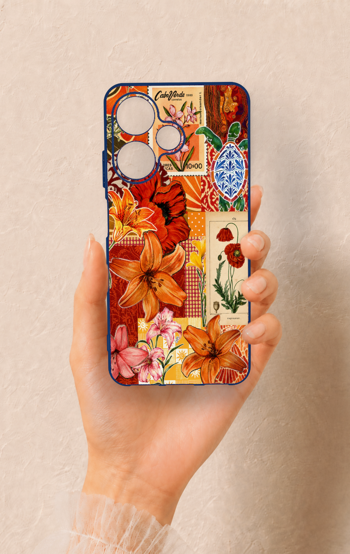 İnfinix Hot 30i Uyumlu Turuncu Zambak Desenli Silikon Kılıf