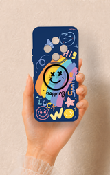 Tecno Spark 30C Uyumlu Happing Smile Desenli Silikon Kılıf