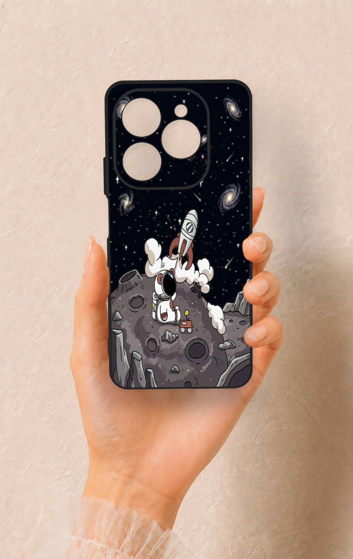 Tecno Spark 20 Pro Uyumlu Uzay Astronot Desenli Silikon Kılıf