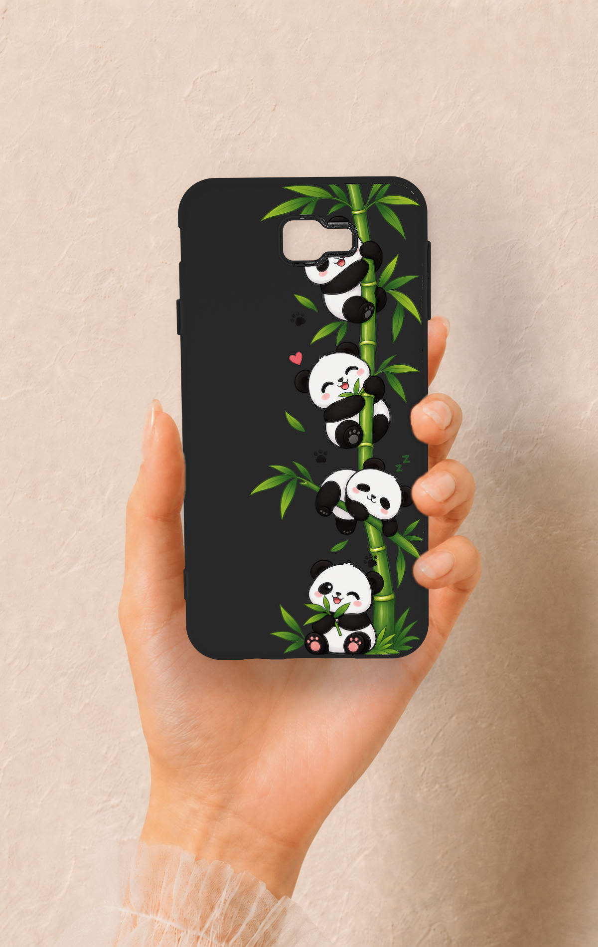 Samsung J7 Prime Uyumlu Sevimli Panda Bambu Desenli Silikon Kılıf