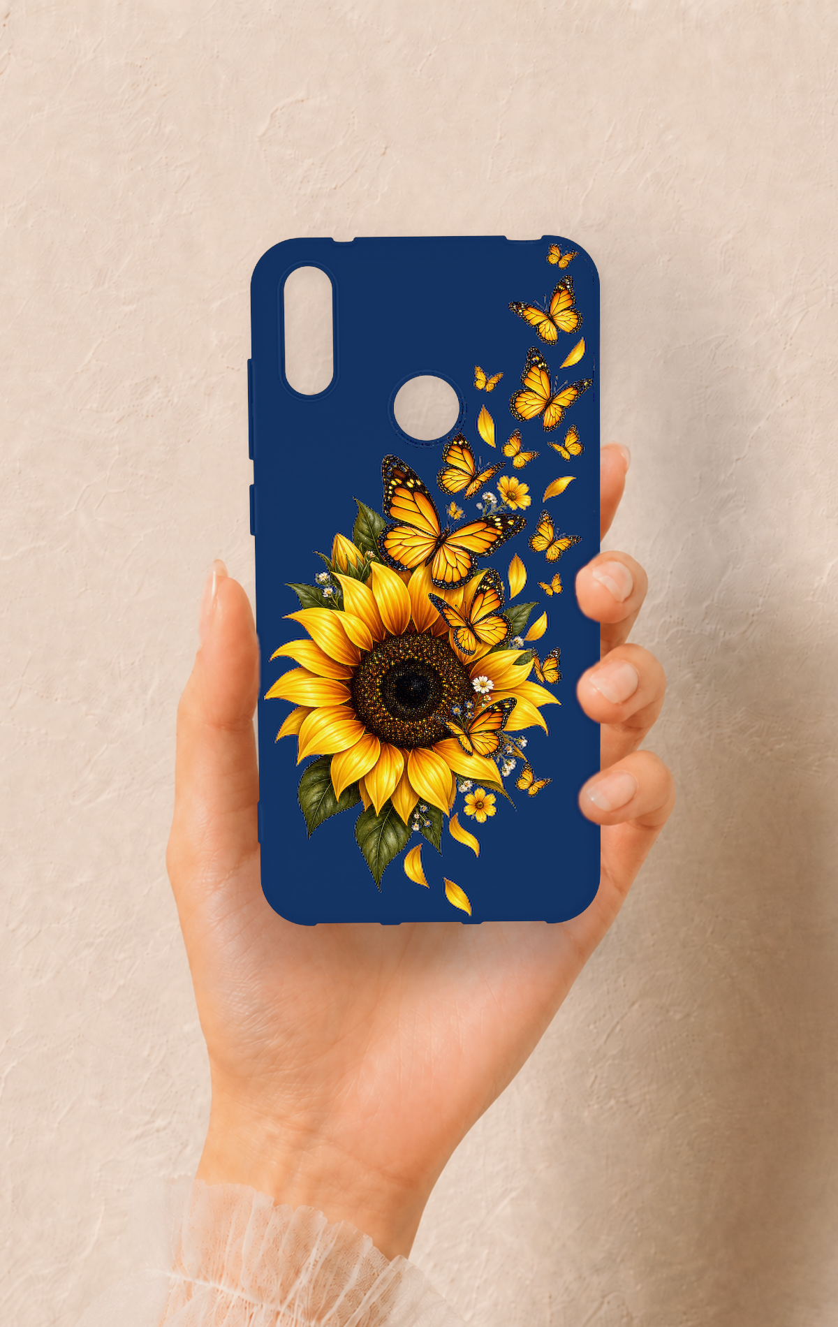Huawei Y7 2019 Uyumlu Ayçiçeği Desenli Silikon Kılıf