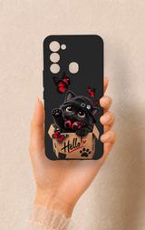 Tecno Spark 8C Uyumlu Hello Cat Desenli Silikon Kılıf