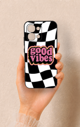 Oppo A6 Pro Uyumlu Black Good Vibes Desenli Silikon Kılıf