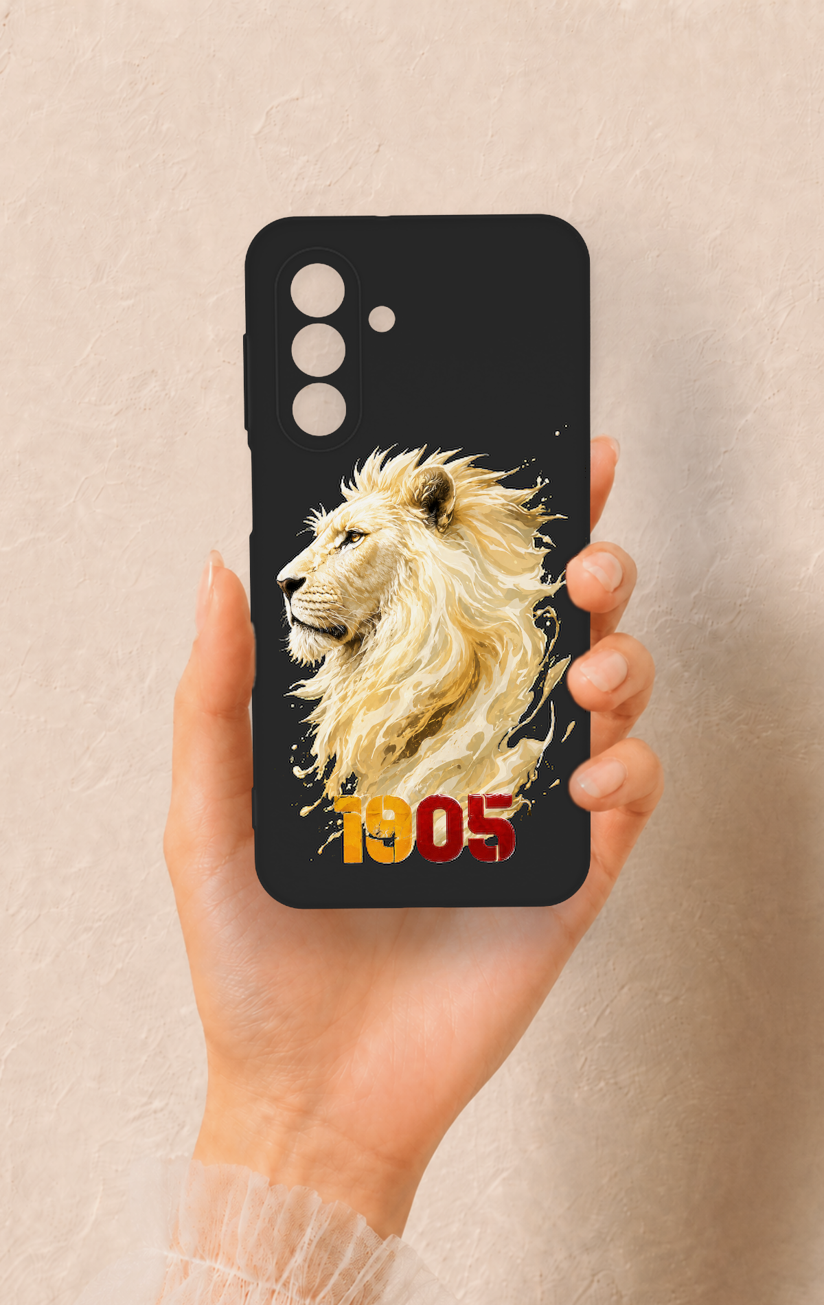 Samsung A17 Uyumlu Sarı Kırmızı 1905 Aslan Desenli Silikon Kılıf