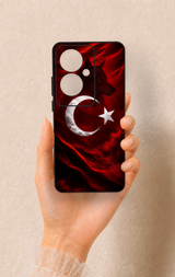 Oppo Reno 11F Uyumlu Kurt Türk Bayrağı Desenli Silikon Kılıf