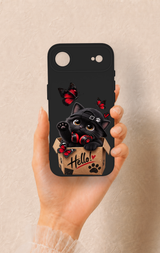 iPhone 17 Air Uyumlu Hello Cat Desenli Silikon Kılıf