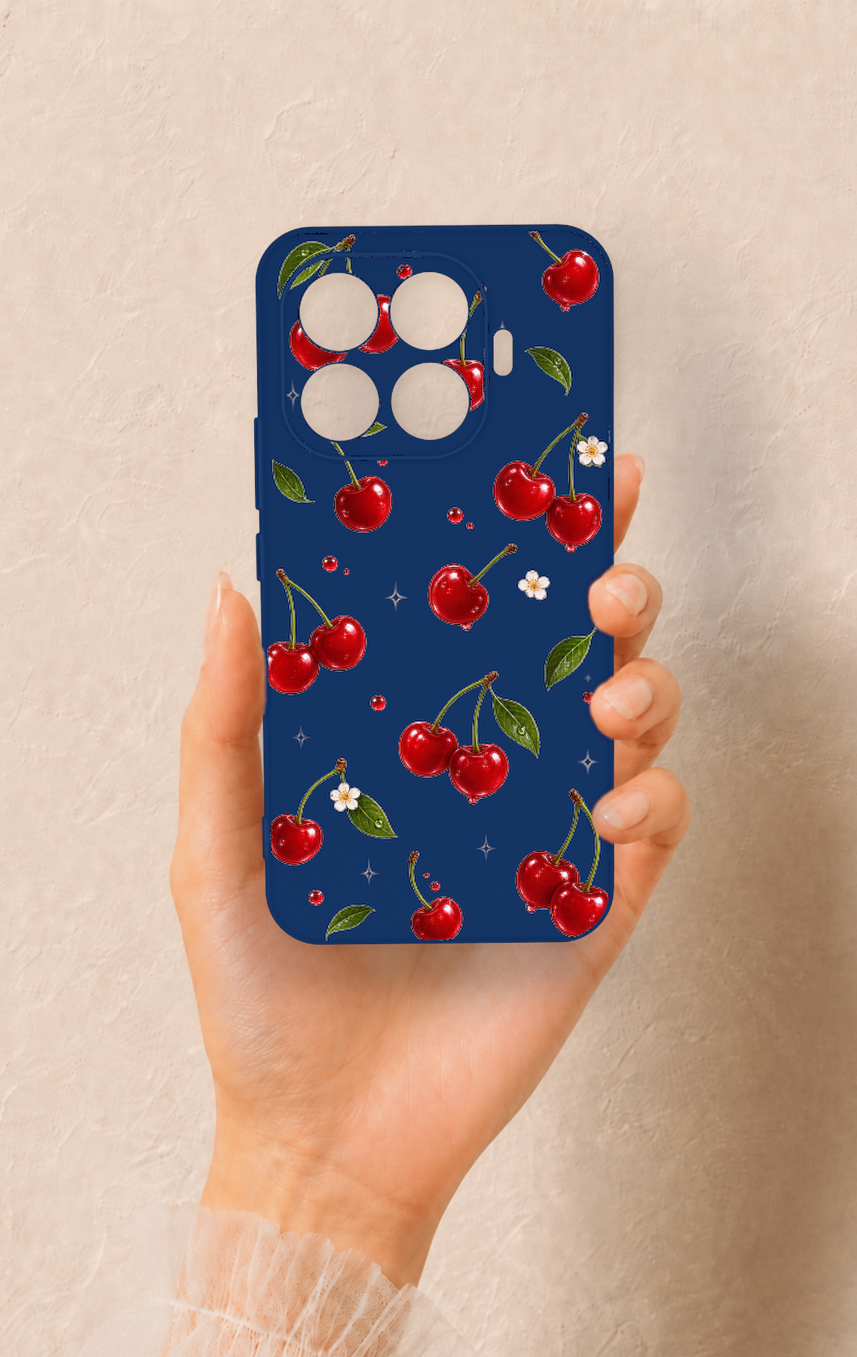 Mi 17T Pro 5G Uyumlu Kiraz Papatya Desenli Silikon Kılıf
