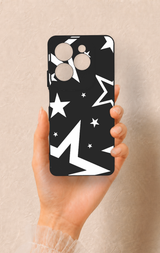 İnfinix Hot 40 Pro Uyumlu Siyah Mega Star Desenli Silikon Kılıf