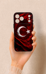 iPhone 17 Pro Max Uyumlu Kurt Türk Bayrağı Desenli Silikon Kılıf