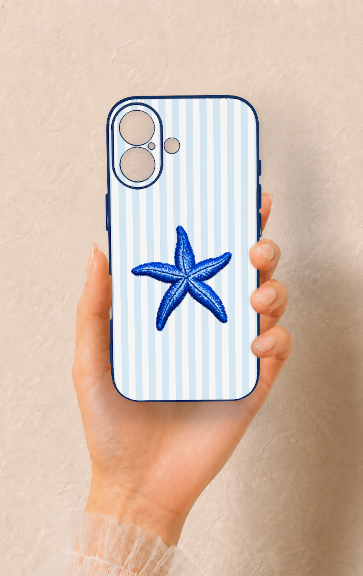iPhone 17 Uyumlu Mavi Deniz Yıldızı Desenli Silikon Kılıf