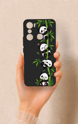 İnfinix Hot 20i Uyumlu Sevimli Panda Bambu Desenli Silikon Kılıf